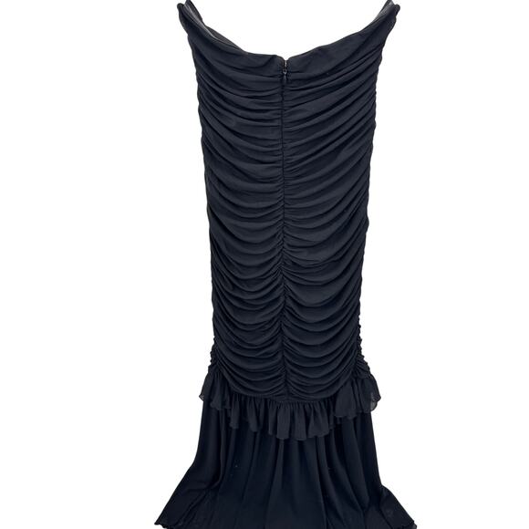 MAJORELLE Giules Gown Dress Black Ruffled Overlay Size Medium NEW NWT - Picture 6 of 11